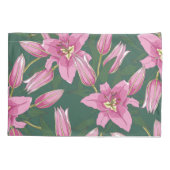 Blooming Lilies in Deep Green Kissenbezug (Rückseite-Links)