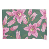 Blooming Lilies in Deep Green Kissenbezug (Vorderseite-Links)