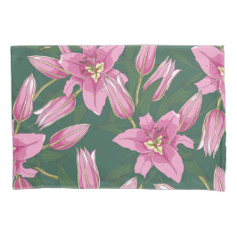 Blooming Lilies in Deep Green Kissenbezug
