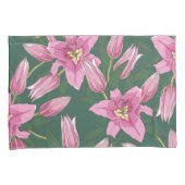 Blooming Lilies in Deep Green Kissenbezug (Vorderseite-Rechts)