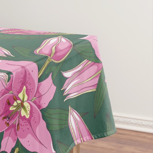 Blooming Lilies in Deep Green Tischdecke (Beispiel)
