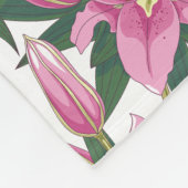 Blooming Lilies in Pastel Pink on White Fleecedecke (Ecke)