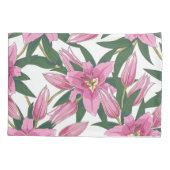 Blooming Lilies in Pastel Pink on White Kissenbezug (Rückseite-Links)