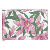 Blooming Lilies in Pastel Pink on White Kissenbezug (Vorderseite-Rechts)