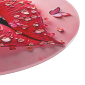 Blooming Lips: Floral Butterfly Kiss Schneidebrett (Ecke)