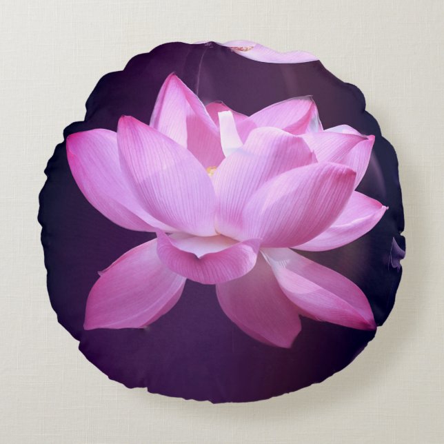 Blooming Lotus Blume Rundes Kissen (Vorderseite)