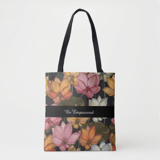 Blooming Lotus Water Lilies auf der Karkohle Schwa Tasche (Vorderseite)