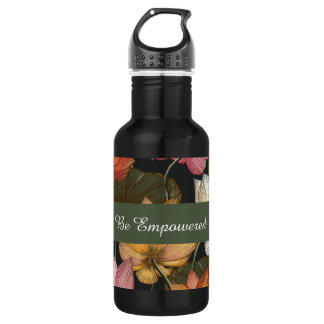 Blooming Lotus Water Lilies on Charcoal Black Edelstahlflasche