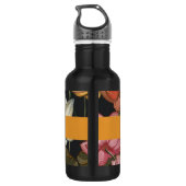 Blooming Lotus Water Lilies on Charcoal Black Stai Edelstahlflasche (Rückseite)