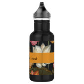 Blooming Lotus Water Lilies on Charcoal Black Stai Edelstahlflasche (Rechts)