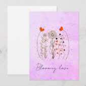  Blooming Love Hand-Drawn Hearts Floral Card (Vorne/Hinten)