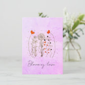  Blooming Love Hand-Drawn Hearts Floral Card (Stehend Vorderseite)