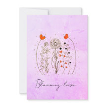 Blooming Love Hand-Drawn Hearts Floral Card