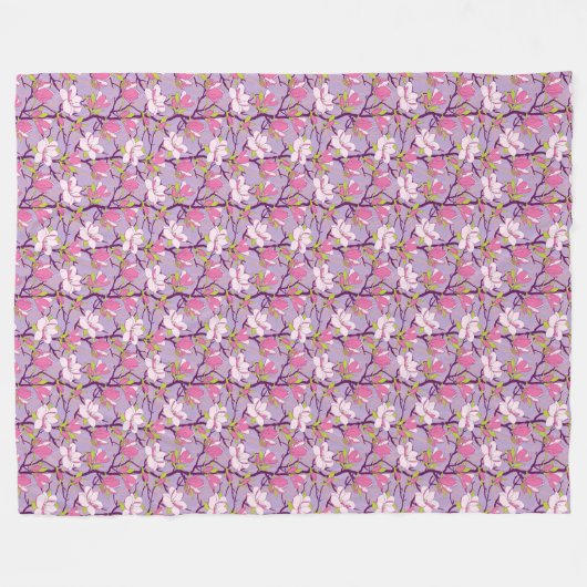 Blooming Magnolia Fleece Blanket (Vorderseite (Horizontal))