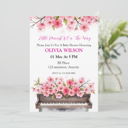 Blooming Melody Einladung (Stehend Vorderseite)