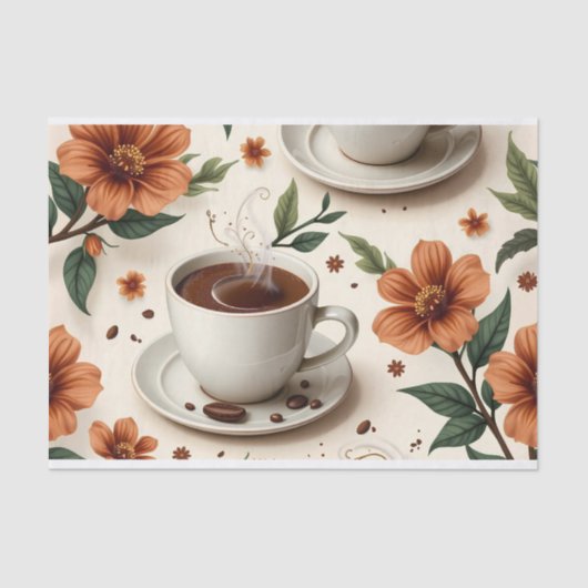 Blooming Mocha Bliss Tissue - Kaffee & Flora Seidenpapier (Vorderseite)