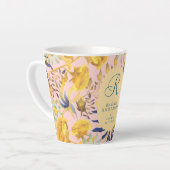 Blooming Mystical Floral Monogram Beige Latte Mug Milchtasse (Linke Ecke)