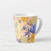 Blooming Mystical Floral Monogram Beige Latte Mug Milchtasse (Rechte Ecke)