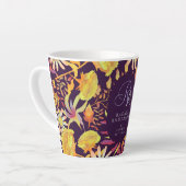 Blooming Mystical Floral Monogram Brown Latte Mug Milchtasse (Linke Ecke)