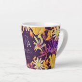 Blooming Mystical Floral Monogram Brown Latte Mug Milchtasse (Rechte Ecke)