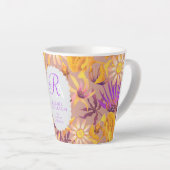 Blooming Mystical Floral Monogram Brown Latte Mug Milchtasse (Rechte Ecke)