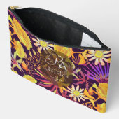Blooming Mystical Floral Monogram Brown Zubehörtasche (Offen)