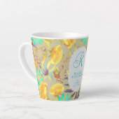 Blooming Mystical Floral Monogram Grey Latte Mug Milchtasse (Linke Ecke)