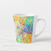 Blooming Mystical Floral Monogram Grey Latte Mug Milchtasse (Rechts)