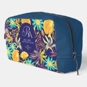 Blooming Mystical Floral Monogram Navy  Waschbeutel (Rechte Ecke)