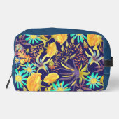 Blooming Mystical Floral Monogram Navy  Waschbeutel (Rückseite)