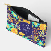 Blooming Mystical Floral Monogram Navy  Zubehörtasche (Offen)