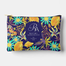 Blooming Mystical Floral Monogram Navy  Zubehörtasche