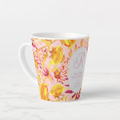 Blooming Mystical Floral Monogram Pink Latte Mug Milchtasse (Linke Ecke)
