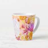 Blooming Mystical Floral Monogram Pink Latte Mug Milchtasse (Rechte Ecke)