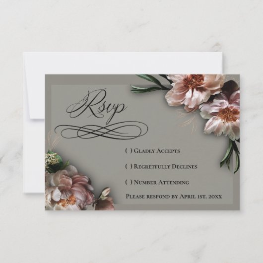 Blooming Peonies RSVP Card (Vorderseite)