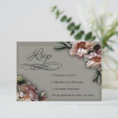 Blooming Peonies RSVP Card (Stehend Vorderseite)