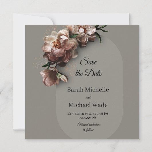 Blooming Peonies Save the Date Invite (Vorderseite)