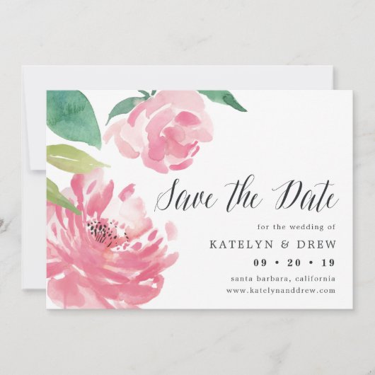 Blooming Peony Save the Date Card (Vorderseite)