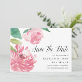 Blooming Peony Save the Date Card (Stehend Vorderseite)