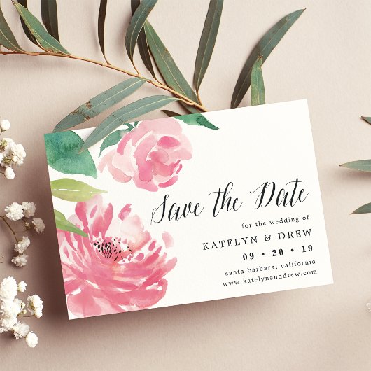 Blooming Peony Save the Date Card