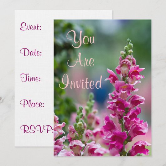 Blooming Pink Foxglove Einladung (Vorne/Hinten)