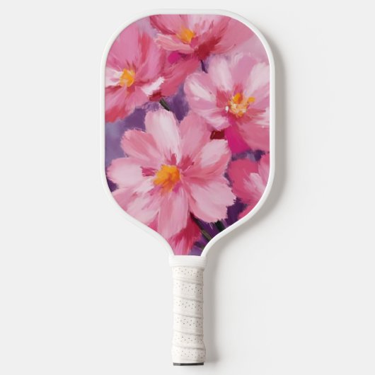 Blooming Pink Petals | Flower Painting Watercolor Pickleball Schläger (Vorderseite)