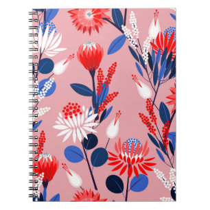 Blooming Protea: Botanisches Gartenmuster Notizblock