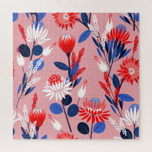 Blooming Protea: Botanisches Gartenmuster Puzzle