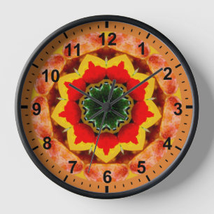 ~ Blooming Red Blume Fraktal ~ Uhr