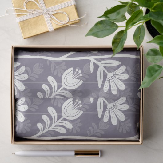 Blooming Rhythm Floral Silhouette white & lavender Seidenpapier (Geschenk)