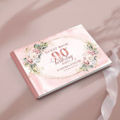 Blooming Rose Gold Floral Greenery 90th Birthday  Gästebuch