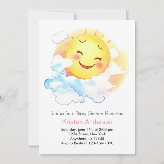 Blooming Sunshine Baby Girl Shower Einladung (Vorderseite)