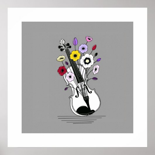 Blooming Violin – Minimal Floral Music Poster (Vorne)