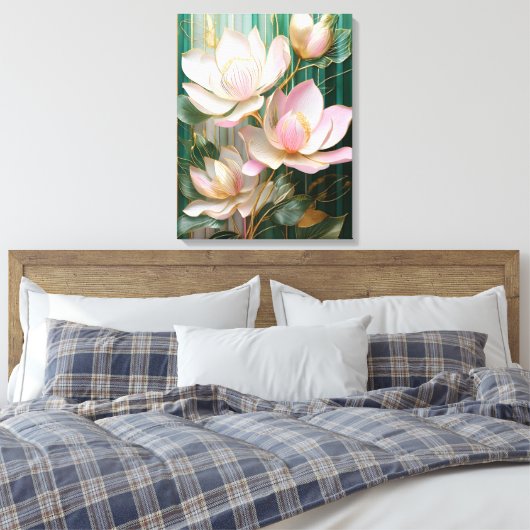 Blooming Wallpaper Japanisch Magnolia Art Leinwanddruck (Insitu (Schlafzimmer))
